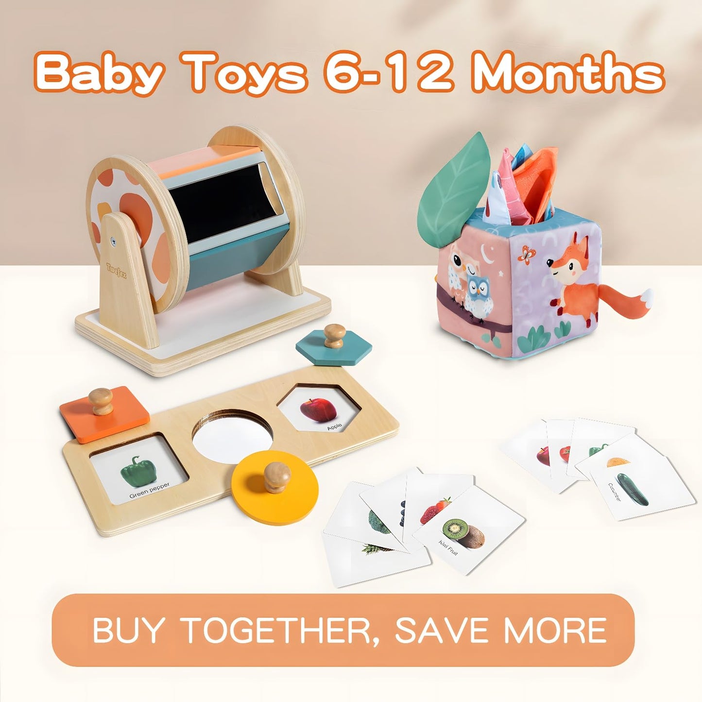 Wooden Montessori Learning Toy Set for Babies 6–12M