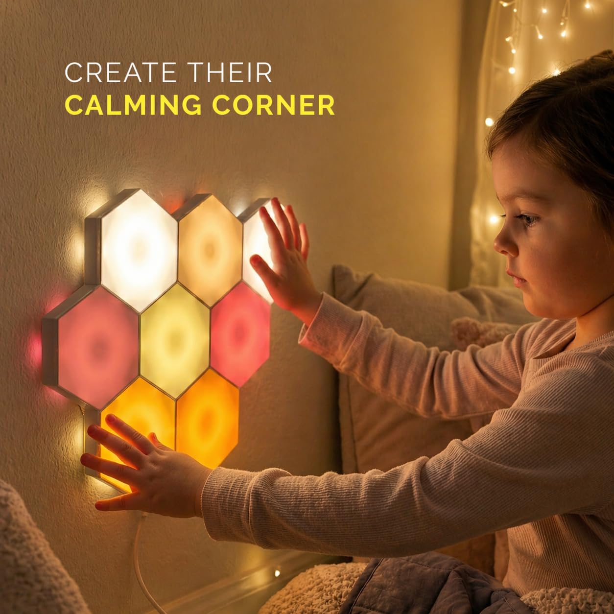 7-Pack RGB Touch-Control Hexagon Sensory Wall Lights
