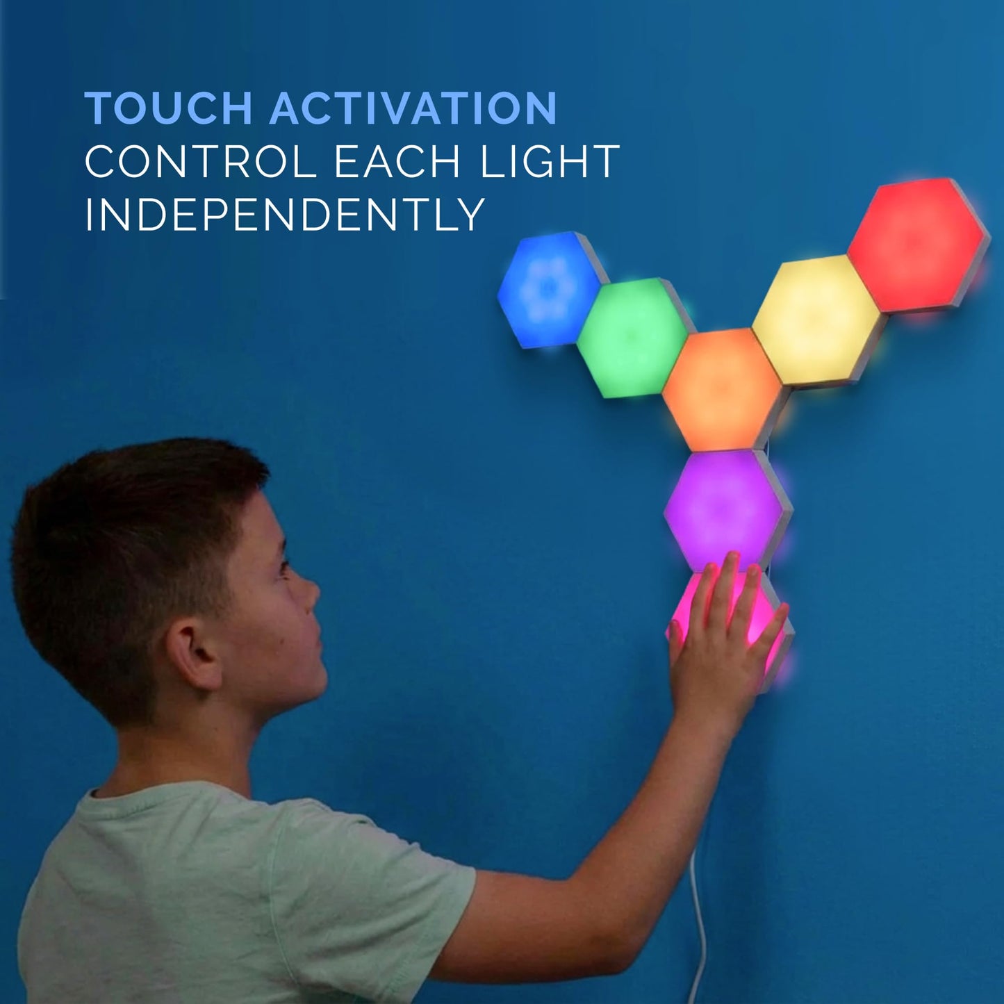 7-Pack RGB Touch-Control Hexagon Sensory Wall Lights