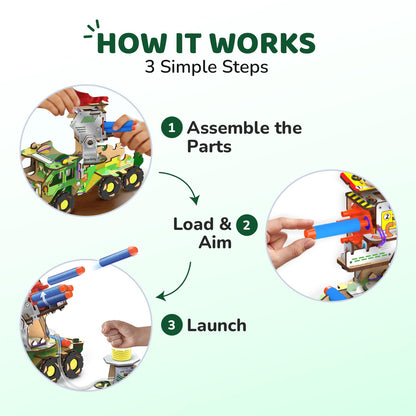 Smartivity DIY Military Vehicle for Kids | Missile Truck with Rotating Launcher | Best Birthday Gift for Boys&Girls | STEM Educational Toy with Air-Powered Missiles for 8,9,10,11,12,13,14 Years