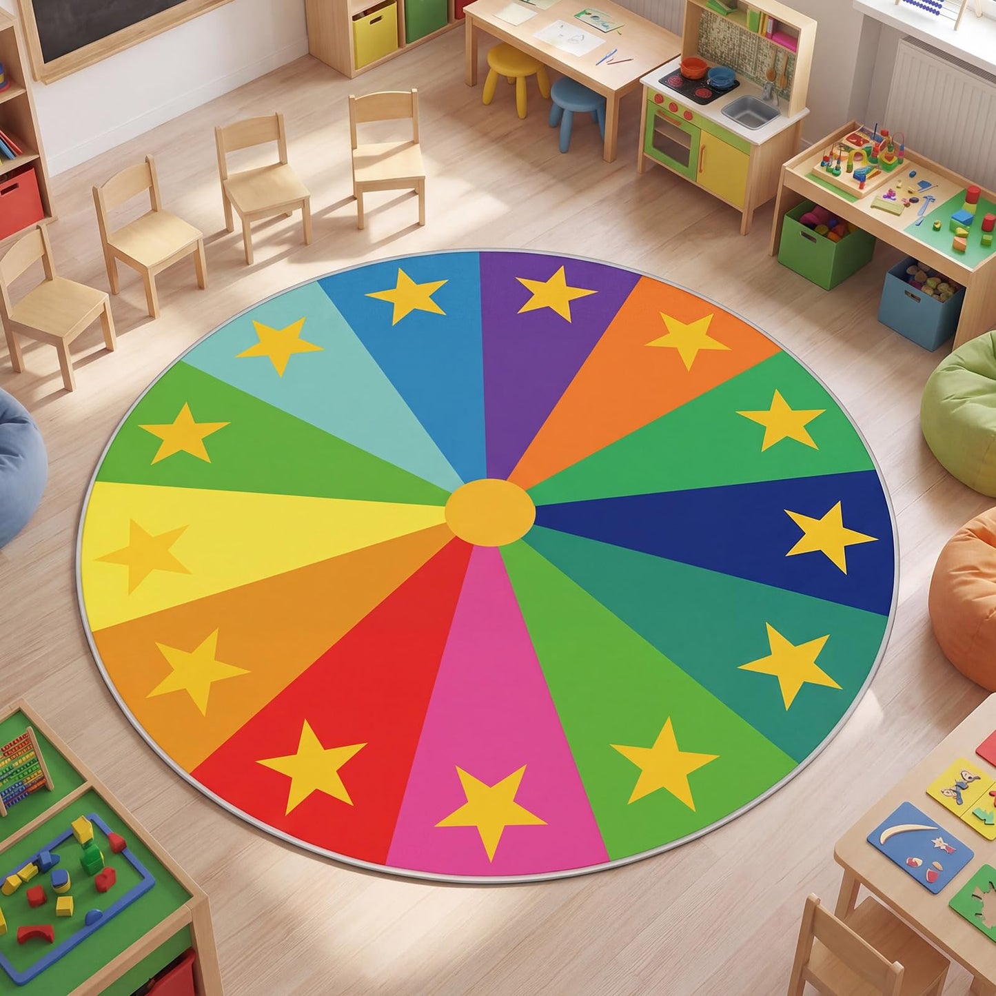 Drydiet Classroom Rug Elementary Educational Daycare Rug Large Preschool Carpet for Classroom Playmat for Kids Toddler Nursery School Early Learning