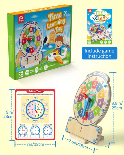 Wooden Time Learning Clock & Teaching Board Game
