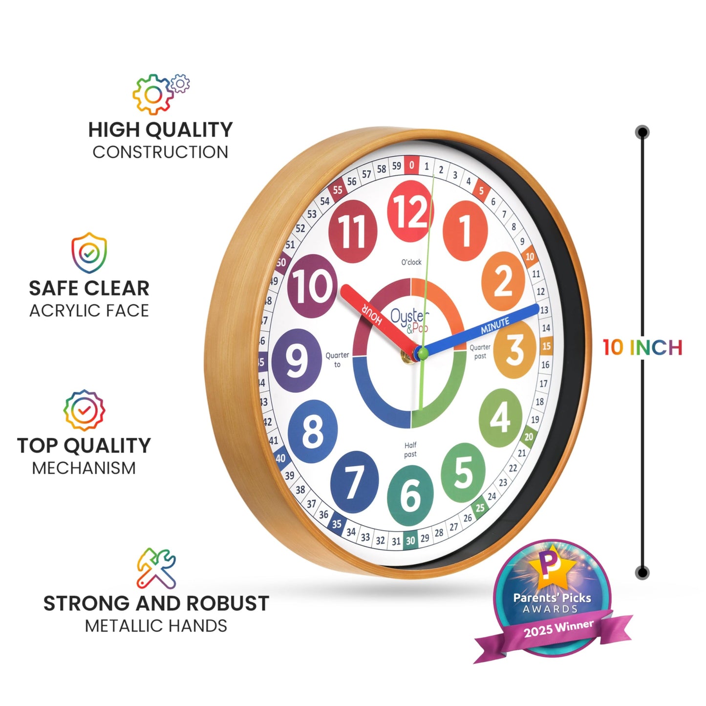 Educational Learning Wall Clock for Kids