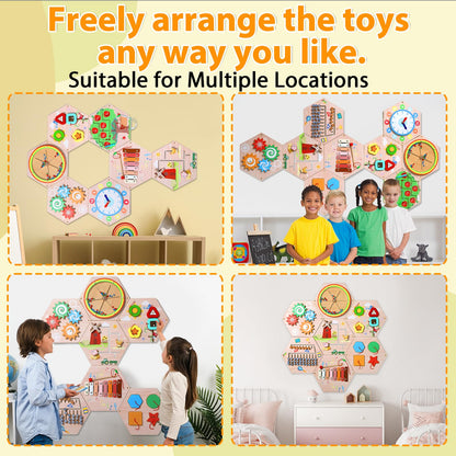 9-Piece Wooden Sensory Activity Wall Panel Set