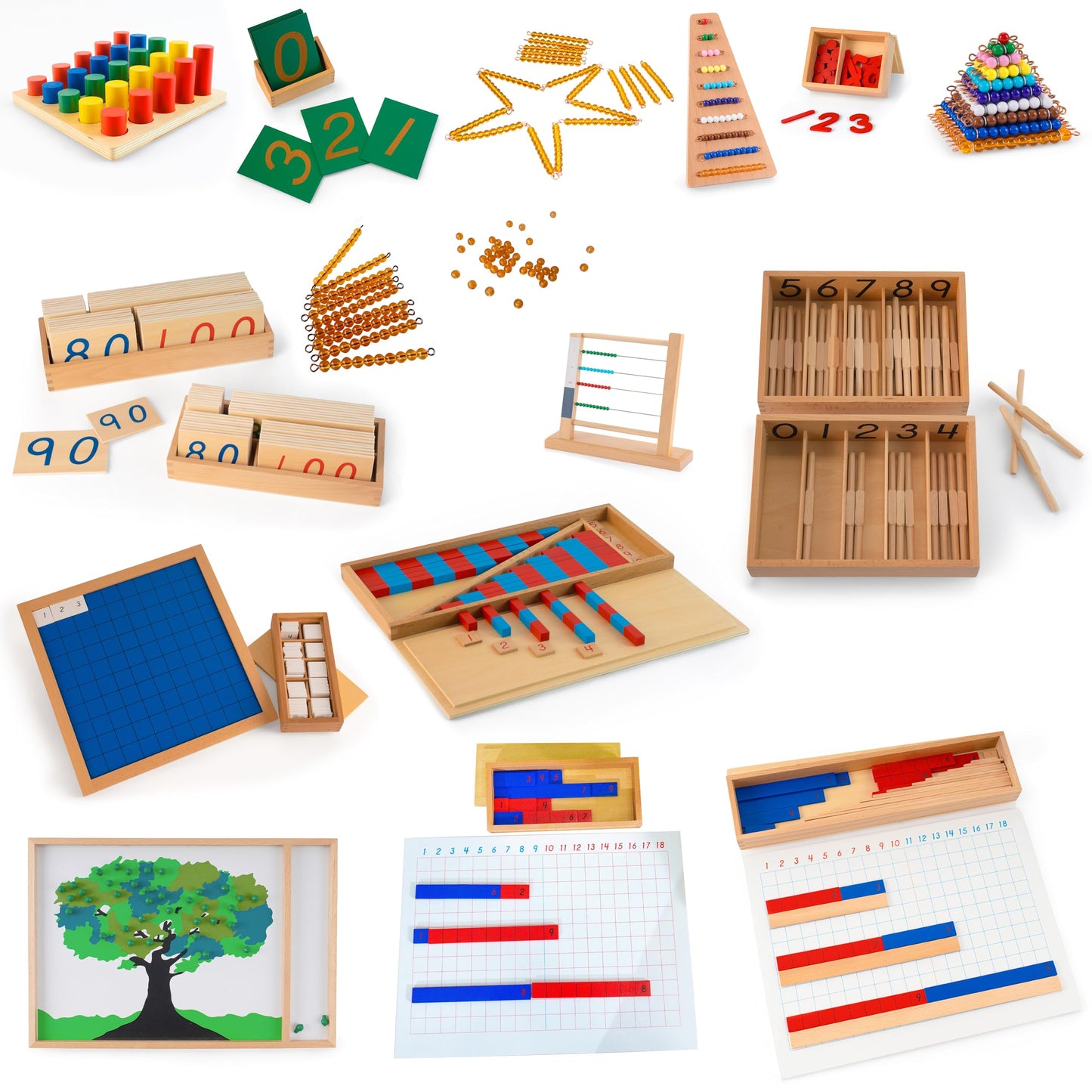 penepico Complete Montessori Curriculum Sets for Ages 3-12 | Advanced Sensorial Math Language Cosmic Education Materials | Premium Solid Beechwood Preschool Homeschool Classroom Supplies