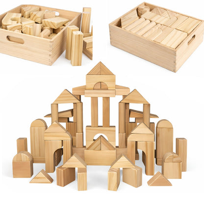 Wooden Building Blocks STEM Learning Set – 64 Pieces