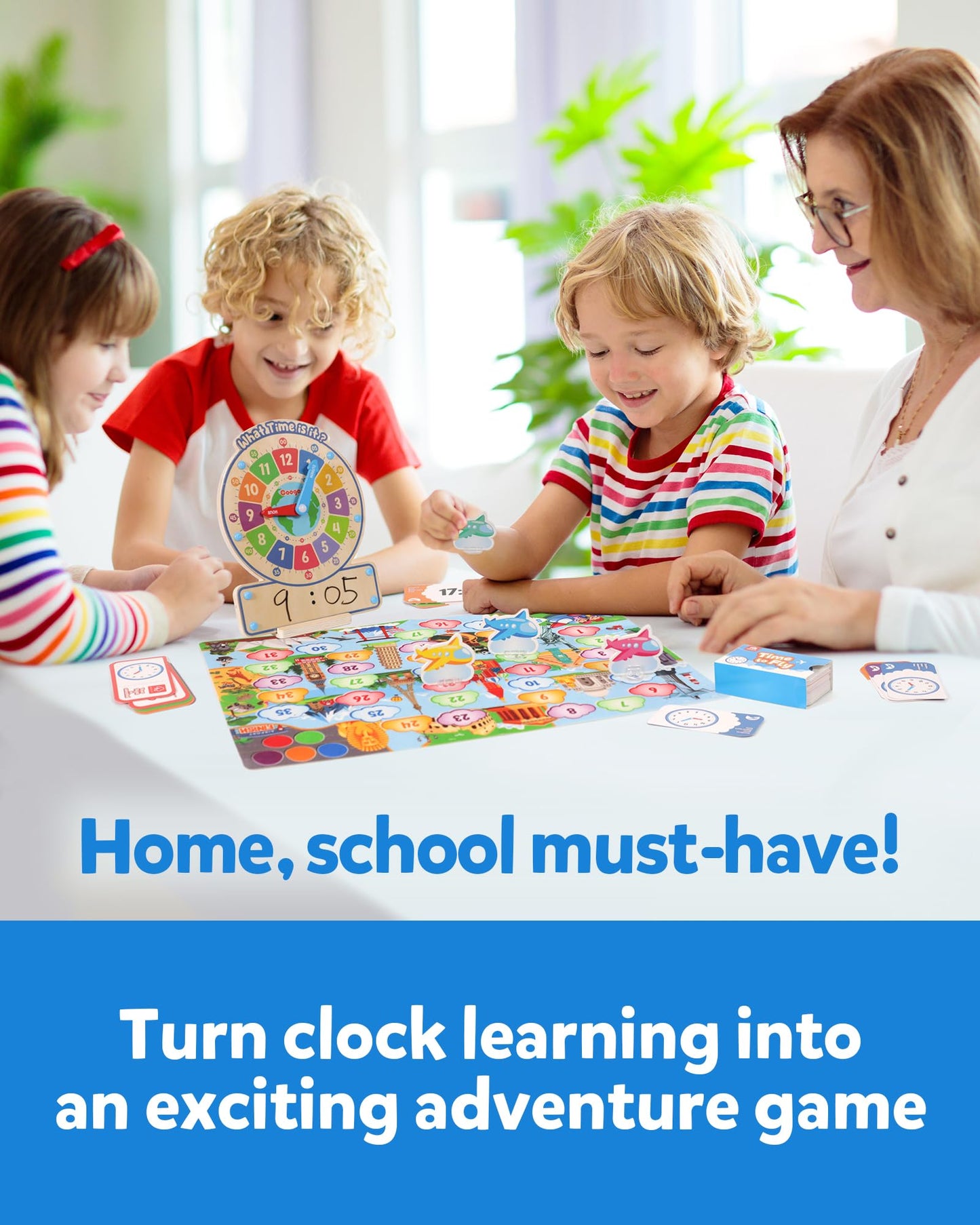 Wooden Time Learning Clock & Teaching Board Game