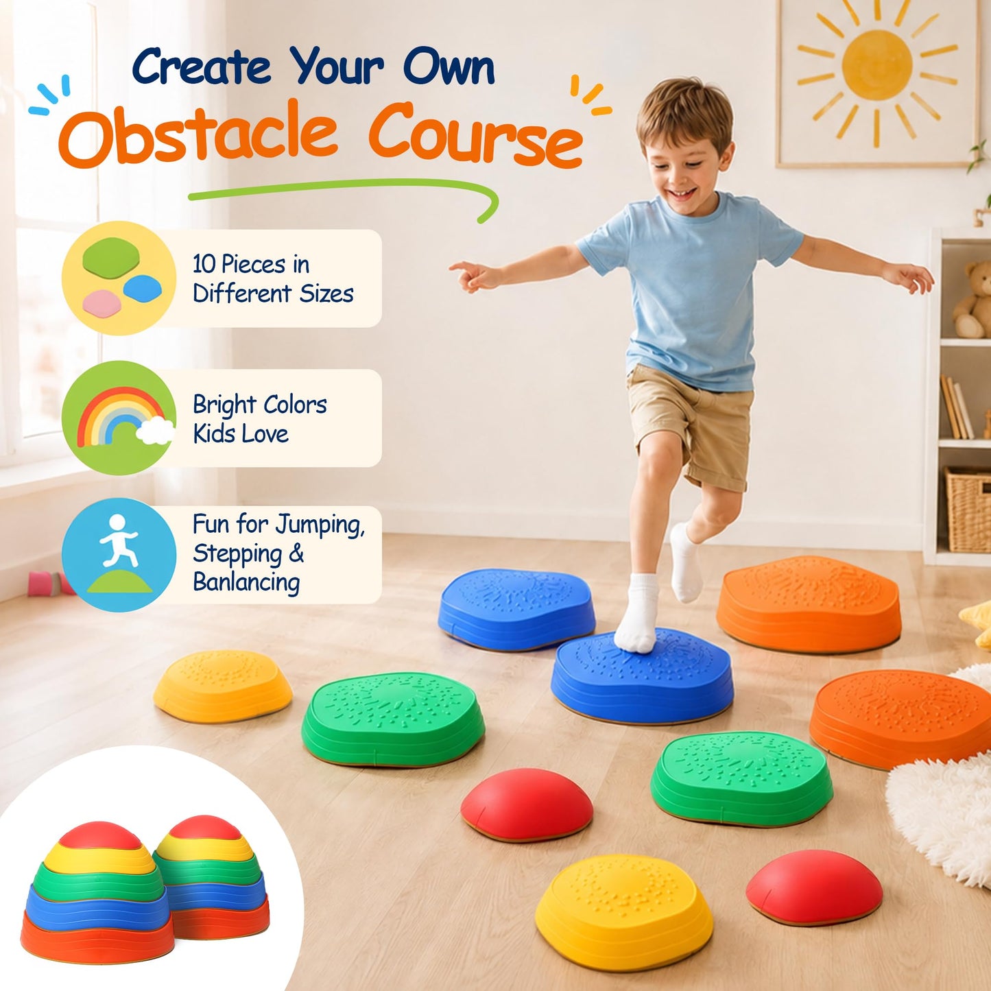 Kids Balance Stepping Stones for Active Indoor Play