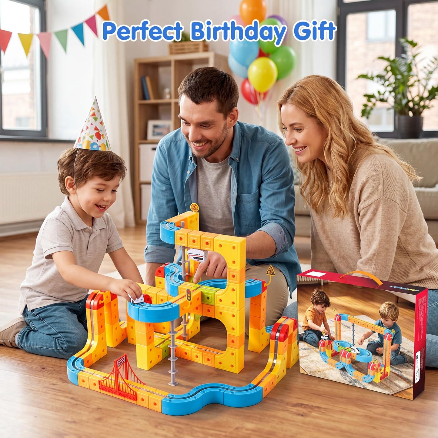 Gofunly Electric Train Set for Kids: 159 Pcs 3D Flexible Race Track Kit