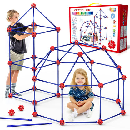 SpringFlower Fort Building Kit for Kids,STEM Construction Toys, Educational Gift for 4 5 6 7 8 9 10 11 12 Years Old Boys and Girls,Ultimate Creative Set for Indoor & Outdoors Activity