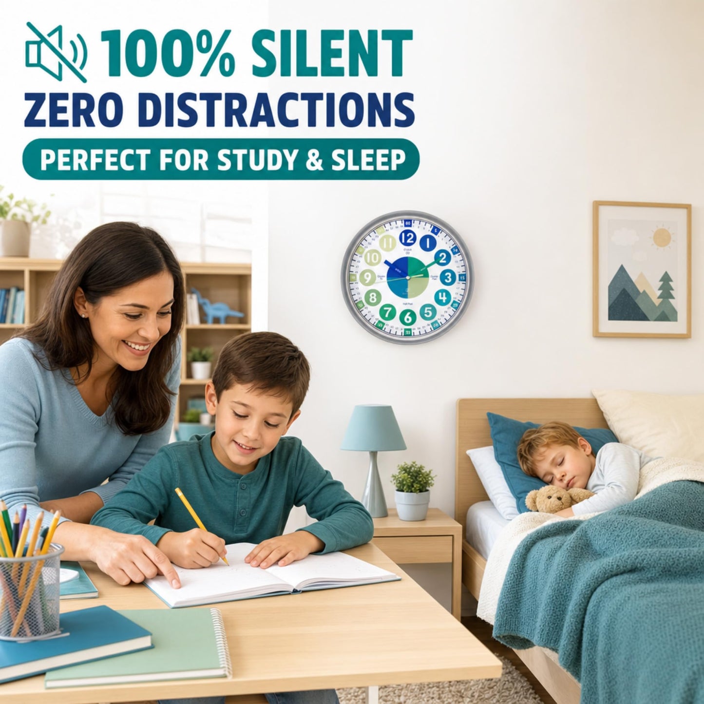 Educational Analog Learning Wall Clock for Kids