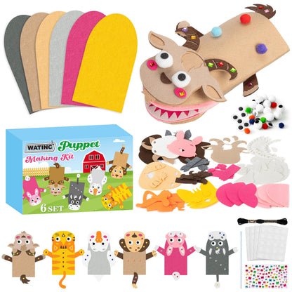 WATINC Hand Puppet Making Kit, Felt Sock Puppet Toys for Kids
