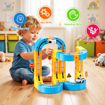 Gofunly Electric Train Set for Kids: 159 Pcs 3D Flexible Race Track Kit