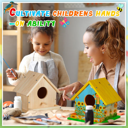 Liliful 24 Sets Wooden DIY Birdhouse Kit for Kids to Build & Paint