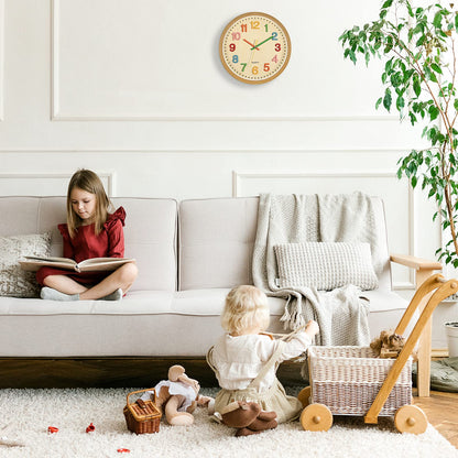 Silent Non-Ticking Kids Wall Clock for Learning