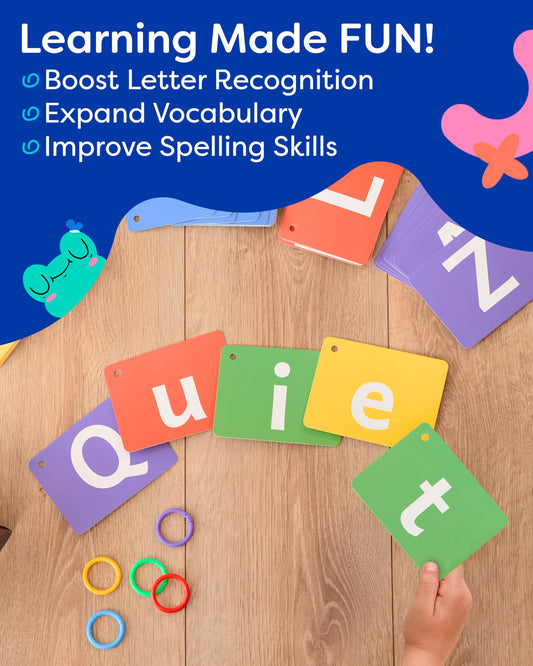 THE BAMBINO TREE Alphabet Flash Cards - ABC Jumbo Flash Cards for Kids Ages 3-6 - Lowercase & Uppercase Letter Recognition Learning Game - Teacher Designed for Classroom, Preschool, Kindergarten