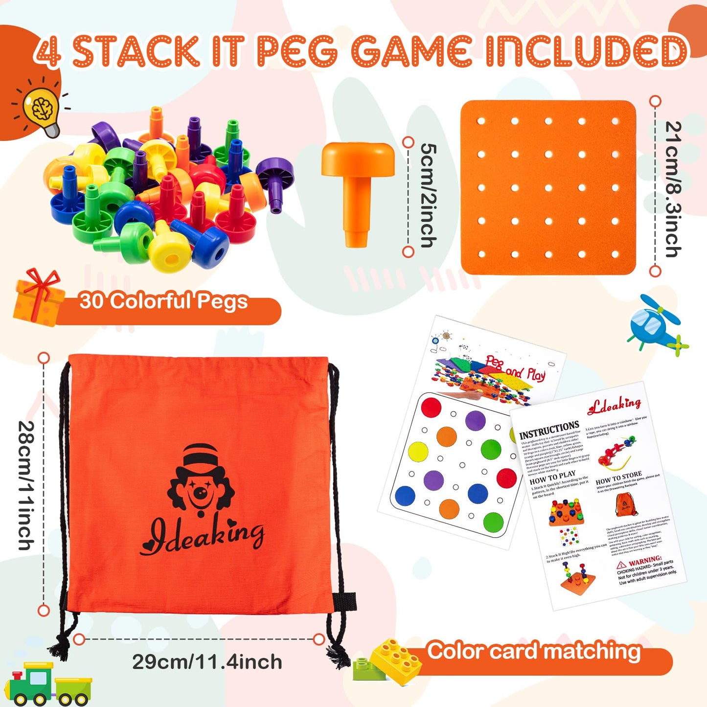 Toddler Peg Boards Montessori Stacking Toys