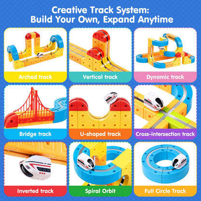 Gofunly Electric Train Set for Kids: 159 Pcs 3D Flexible Race Track Kit