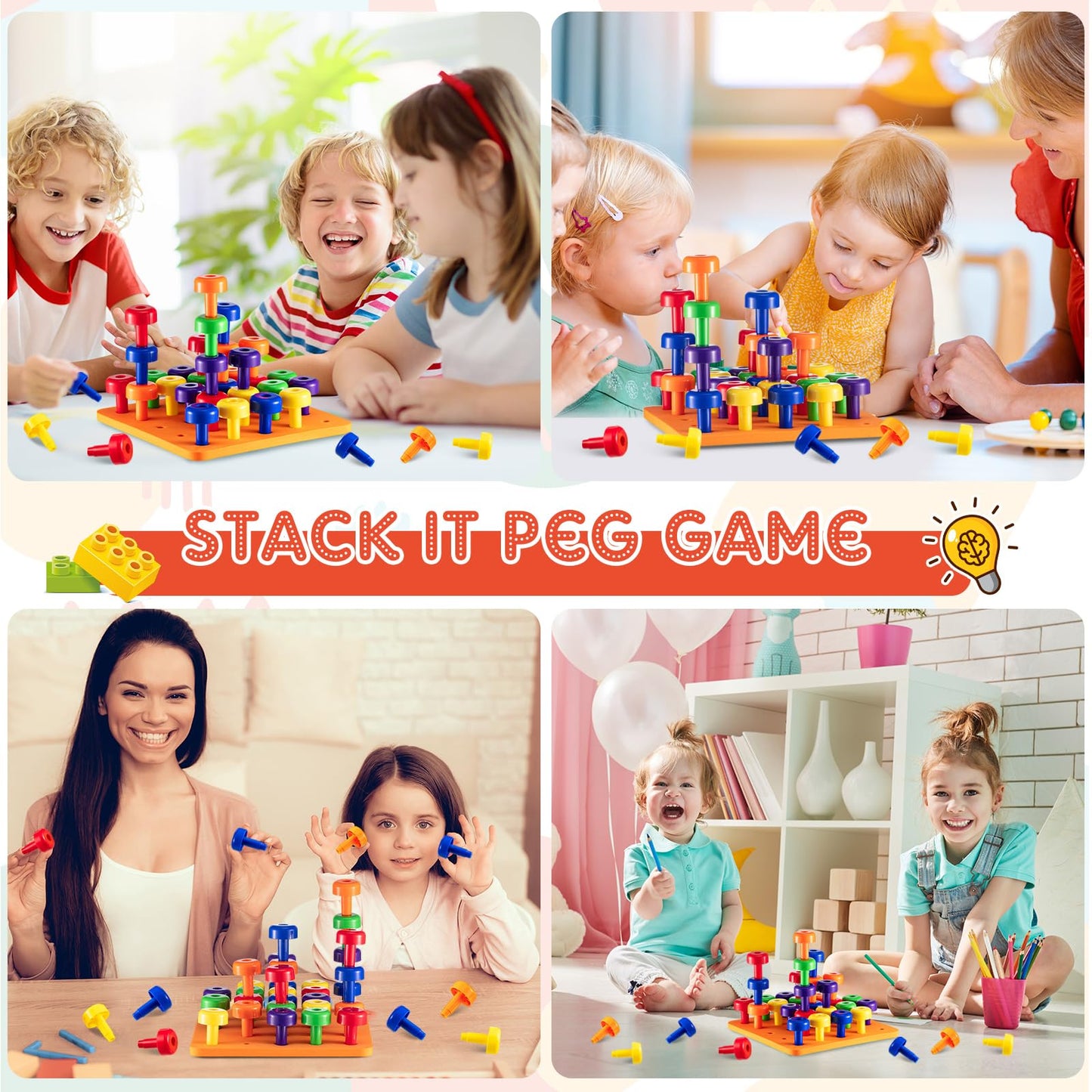 Toddler Peg Boards Montessori Stacking Toys