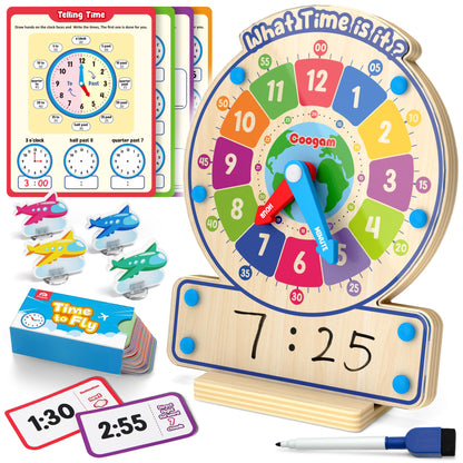 Wooden Time Learning Clock & Teaching Board Game