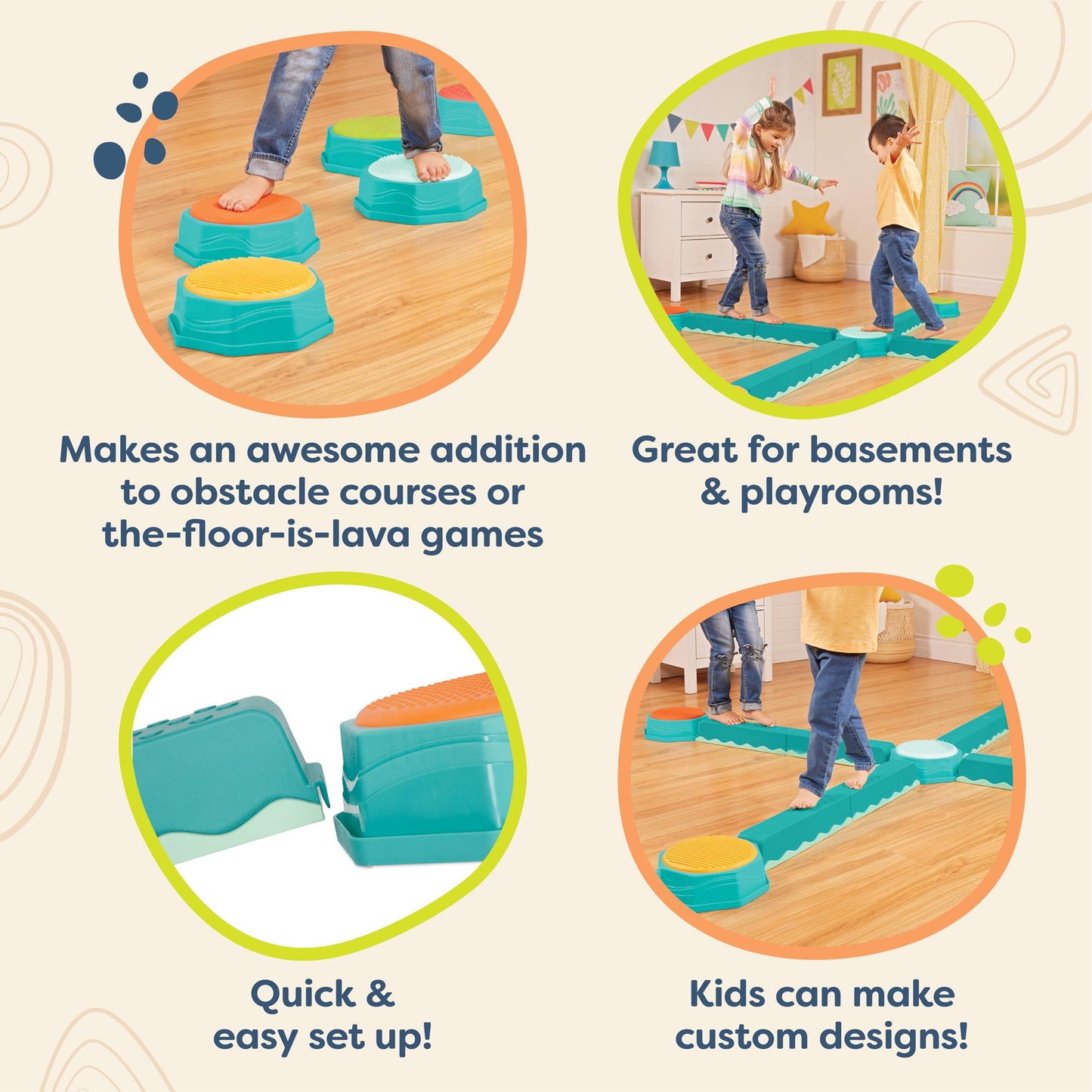 Balance Beams & Stepping Stones Active Play Set for Kids
