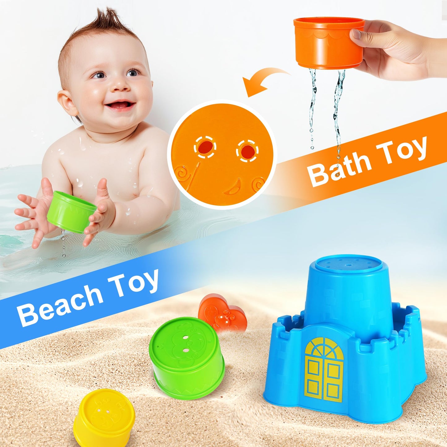 Baby Stacking Cups & Shape Sorter Learning Toy Set