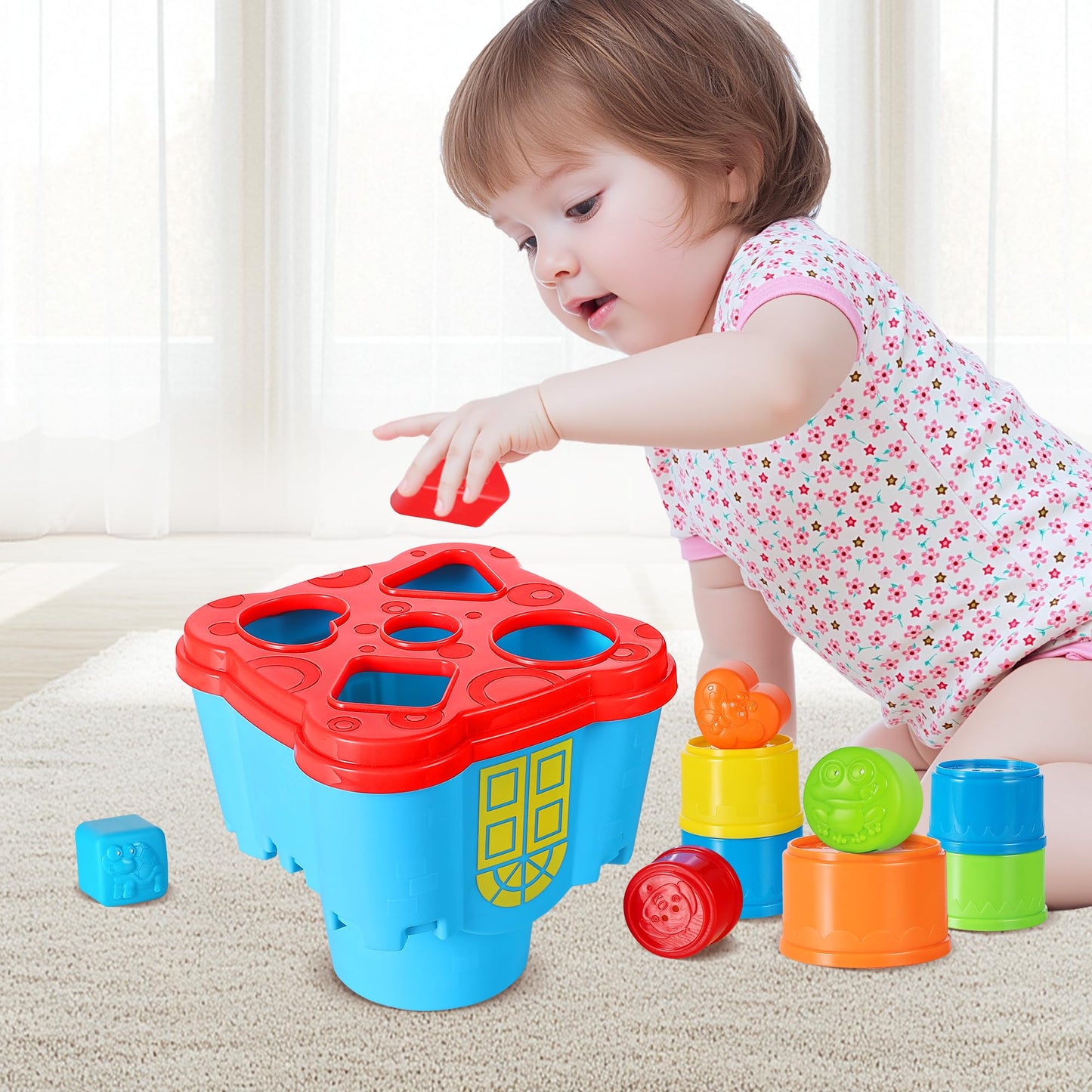 Baby Stacking Cups & Shape Sorter Learning Toy Set