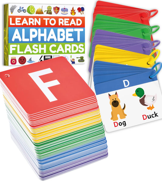 THE BAMBINO TREE Alphabet Flash Cards - ABC Jumbo Flash Cards for Kids Ages 3-6 - Lowercase & Uppercase Letter Recognition Learning Game - Teacher Designed for Classroom, Preschool, Kindergarten