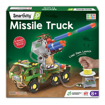 Smartivity DIY Military Vehicle for Kids | Missile Truck with Rotating Launcher | Best Birthday Gift for Boys&Girls | STEM Educational Toy with Air-Powered Missiles for 8,9,10,11,12,13,14 Years