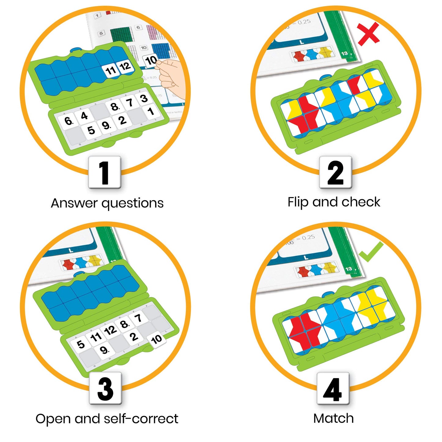 hand2mind VersaTiles Math Classroom Set, an Independent Self-Checking & Skill Practicing System (Grade K), Aligned to State and National Standards