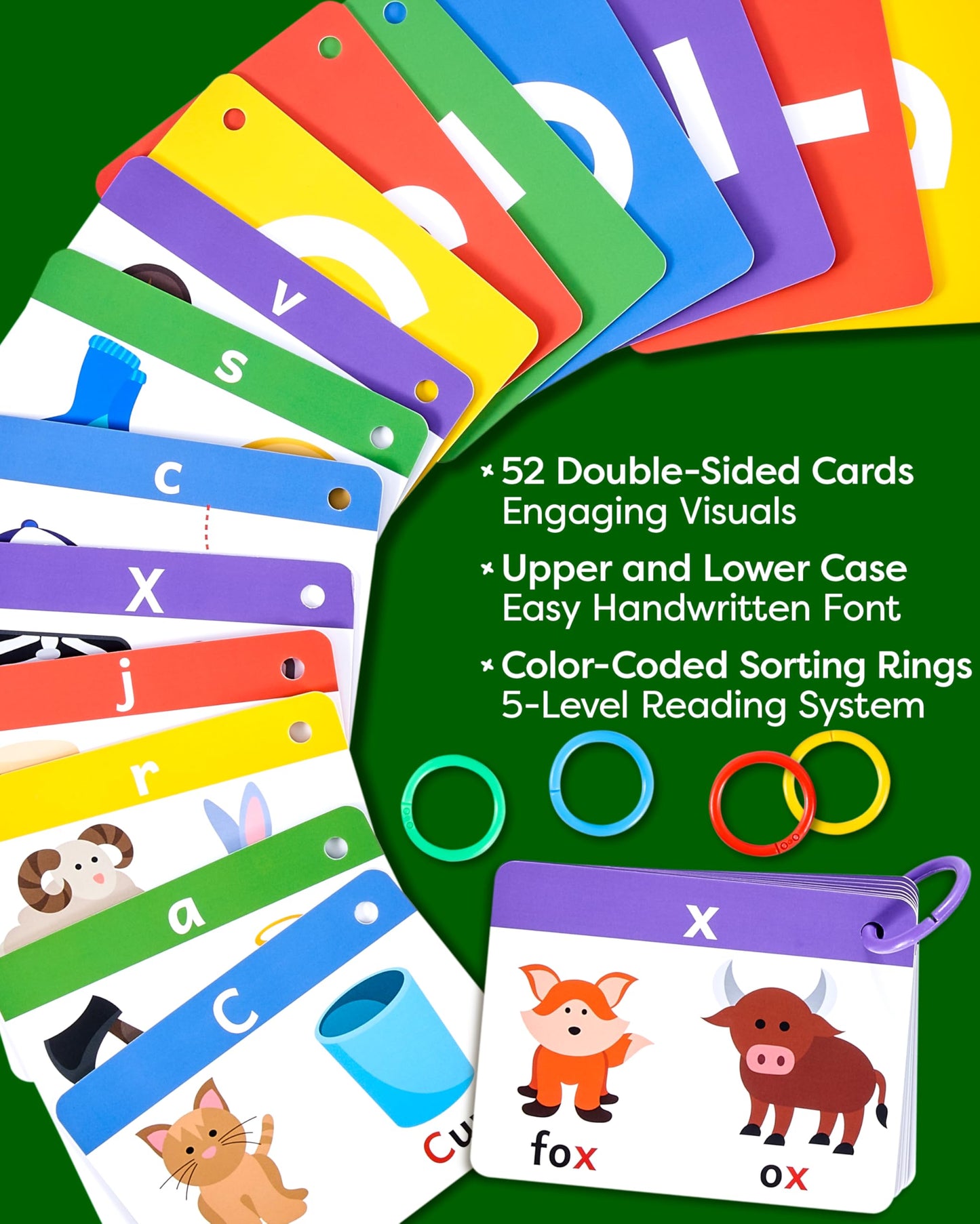 THE BAMBINO TREE Alphabet Flash Cards - ABC Jumbo Flash Cards for Kids Ages 3-6 - Lowercase & Uppercase Letter Recognition Learning Game - Teacher Designed for Classroom, Preschool, Kindergarten