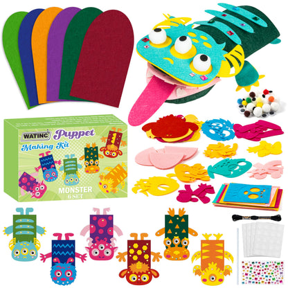 WATINC Hand Puppet Making Kit, Felt Sock Puppet Toys for Kids