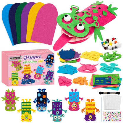 WATINC Hand Puppet Making Kit, Felt Sock Puppet Toys for Kids