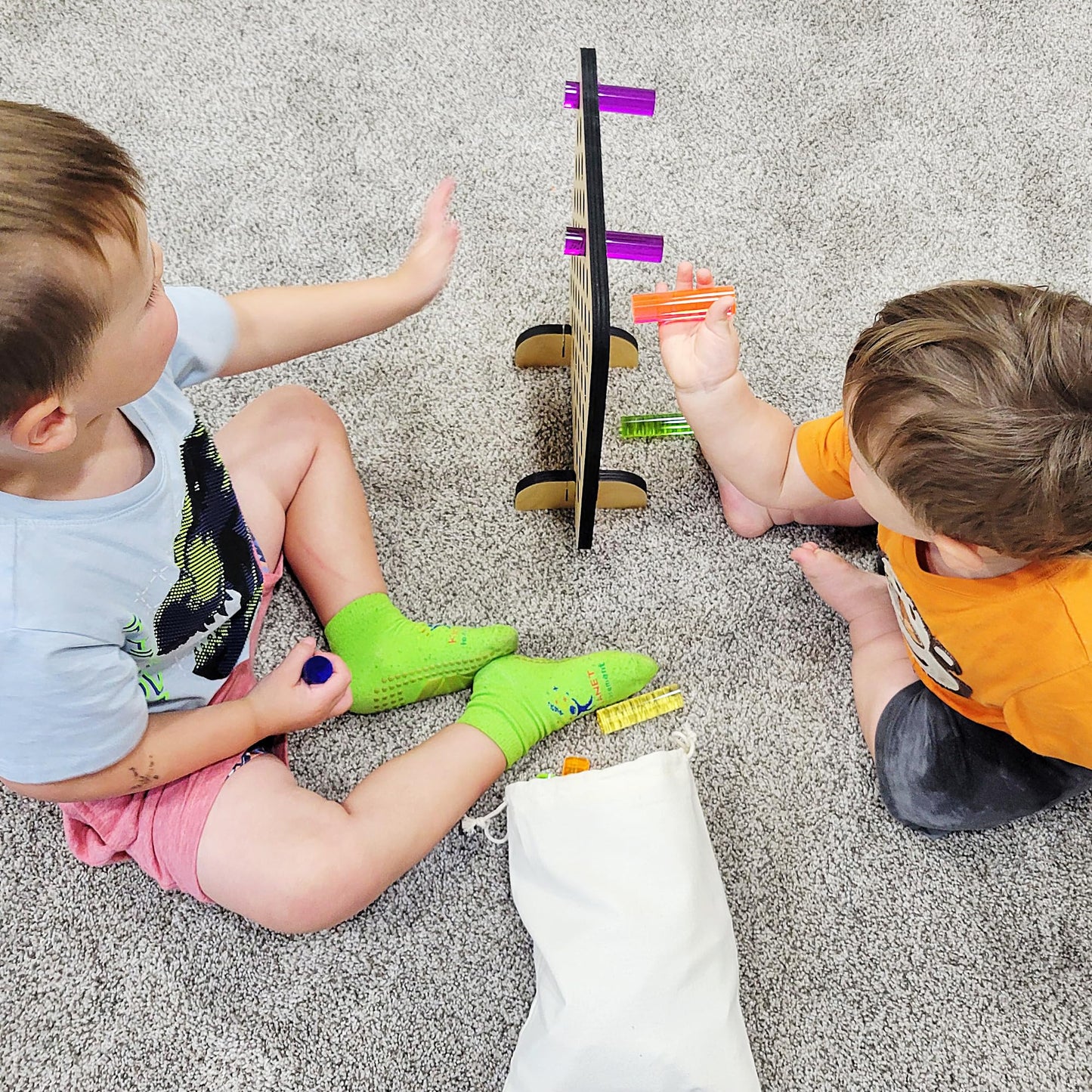SUPREMETECH Rainbow Peg Board | Montessori Shape and Color for Kids | Wooden and Acrylic Manipulatives Materials