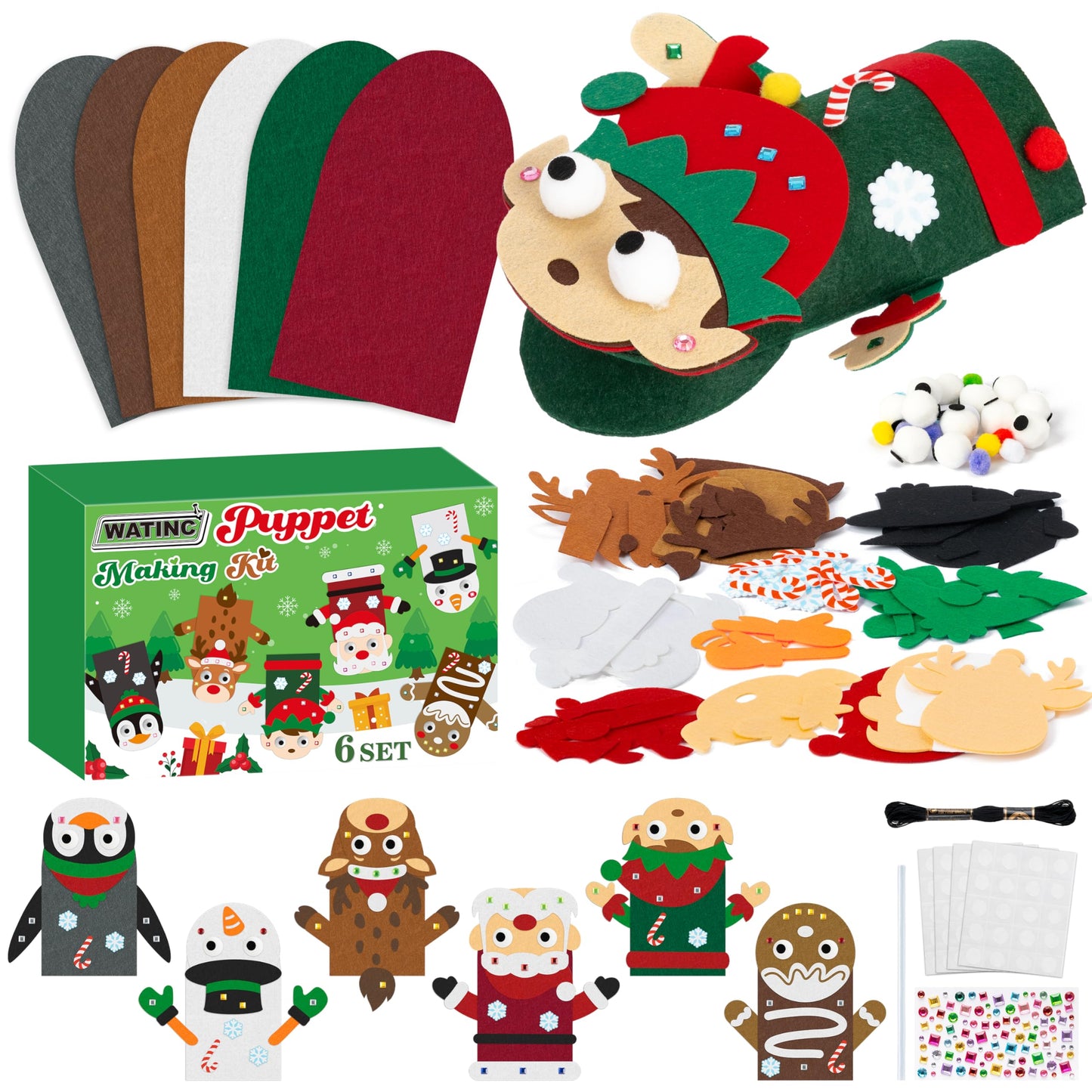WATINC Hand Puppet Making Kit, Felt Sock Puppet Toys for Kids