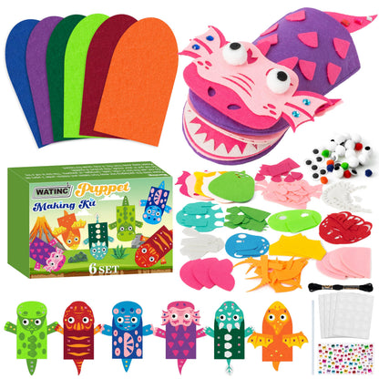 WATINC Hand Puppet Making Kit, Felt Sock Puppet Toys for Kids